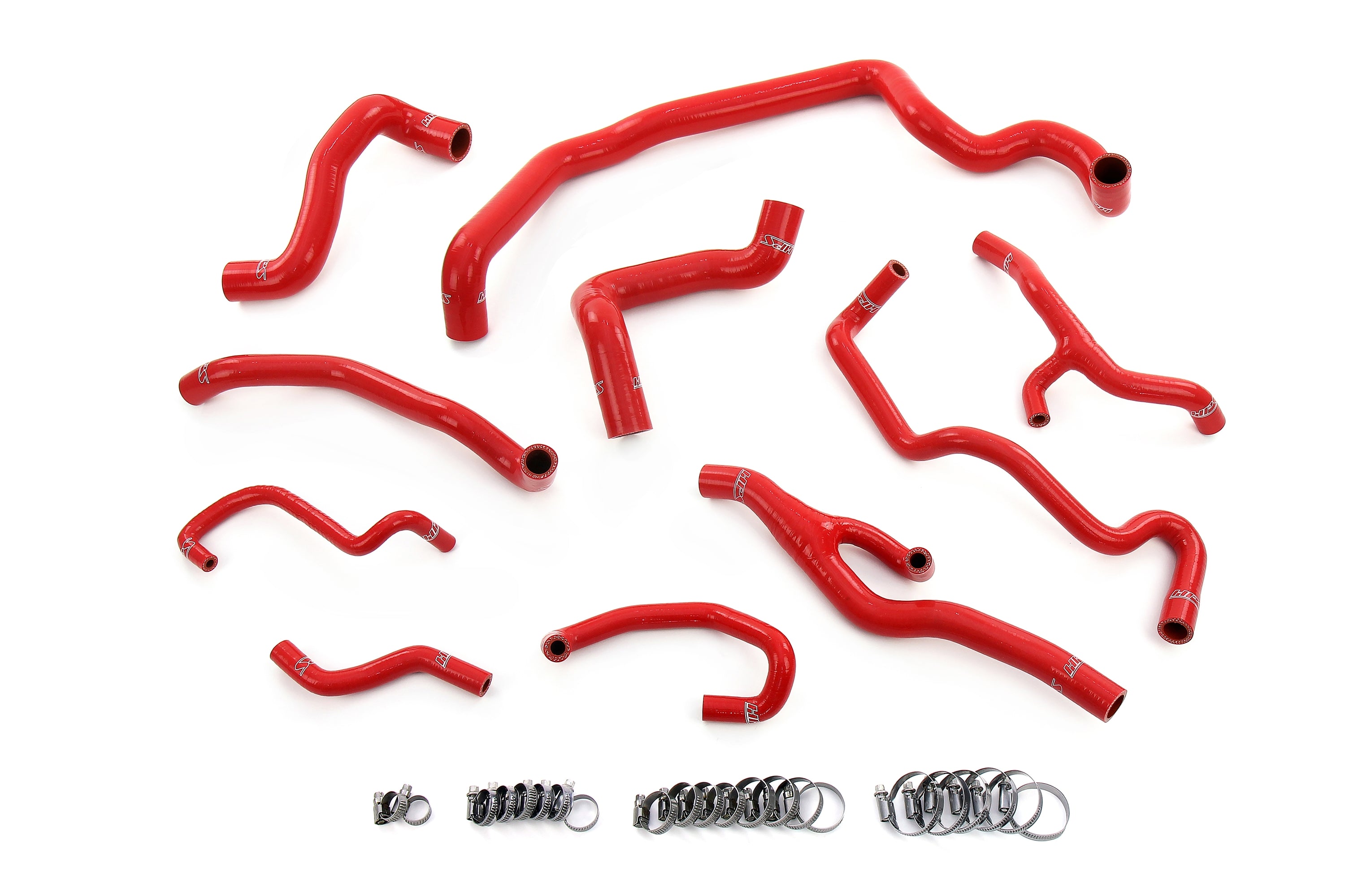 HPS Performance Hps Silicone Radiator, Heater, Water Pump, And Expansion Tank Coolant Hose Kit 57 1998 Red Red - 57-1998-RED