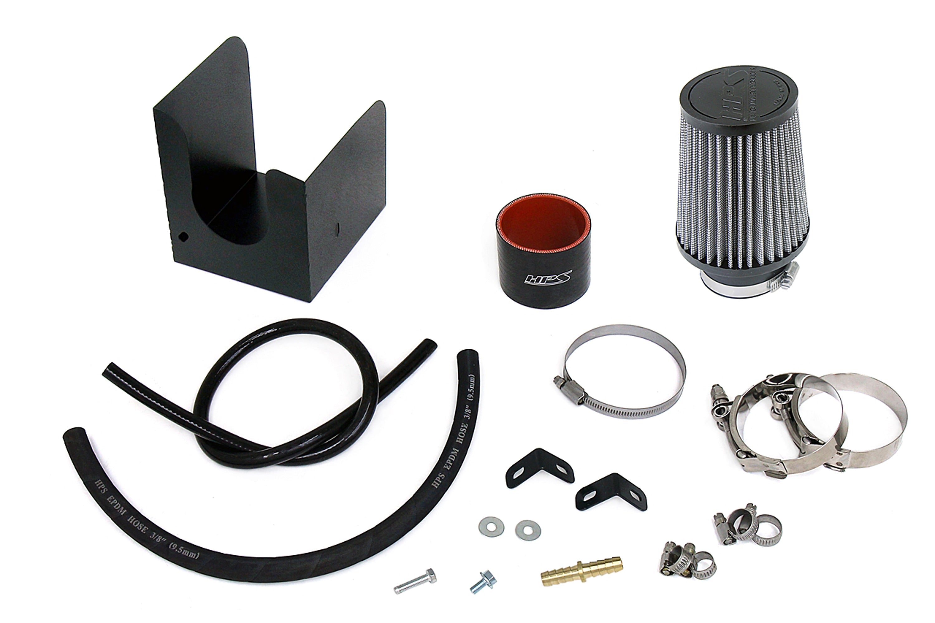 HPS Performance Air Intake Kit With Heat Shield 827-704R Red - 827-704R