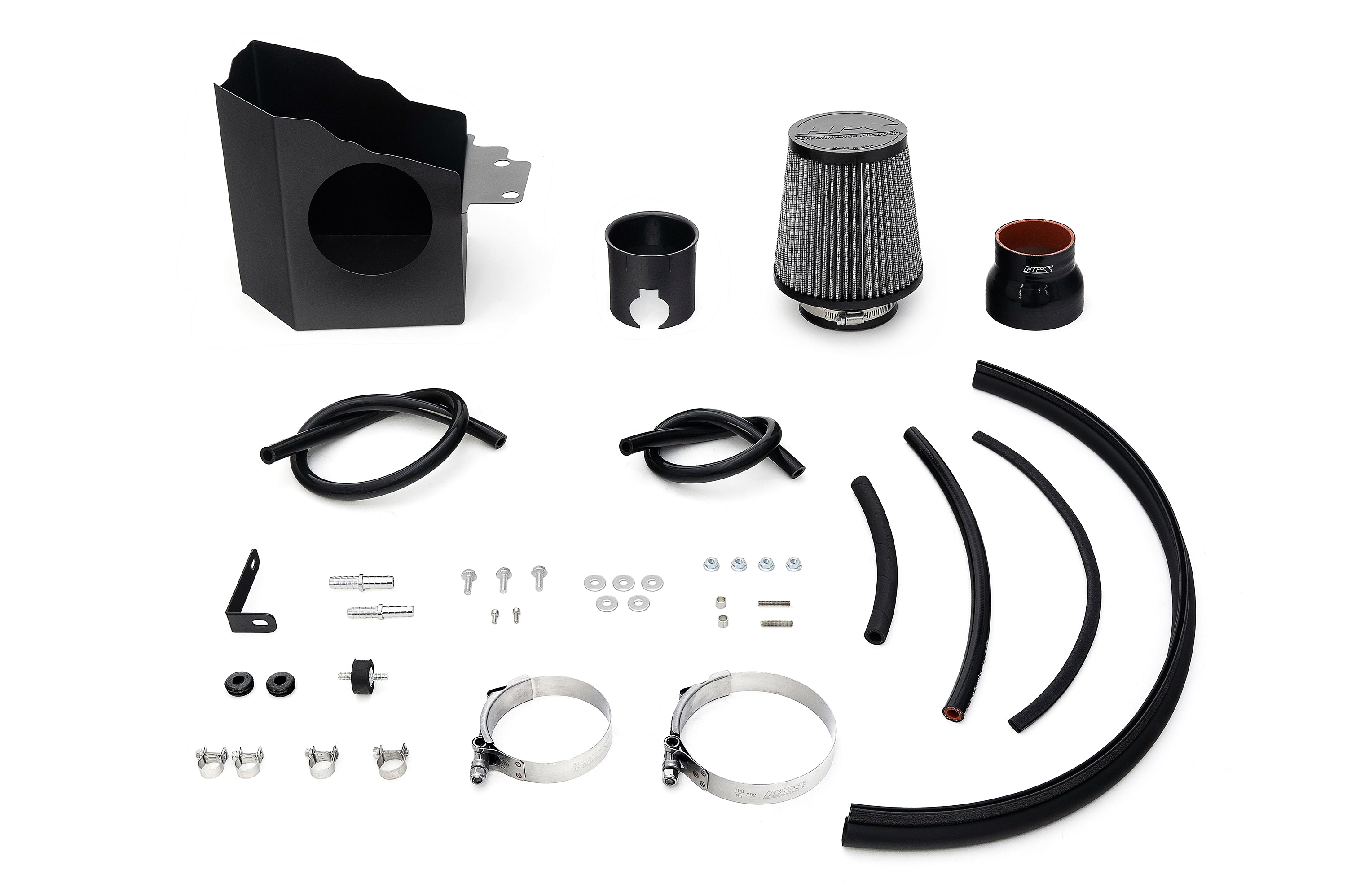 HPS Performance Air Intake Kit With Heat Shield 827-736R Red - 827-736R