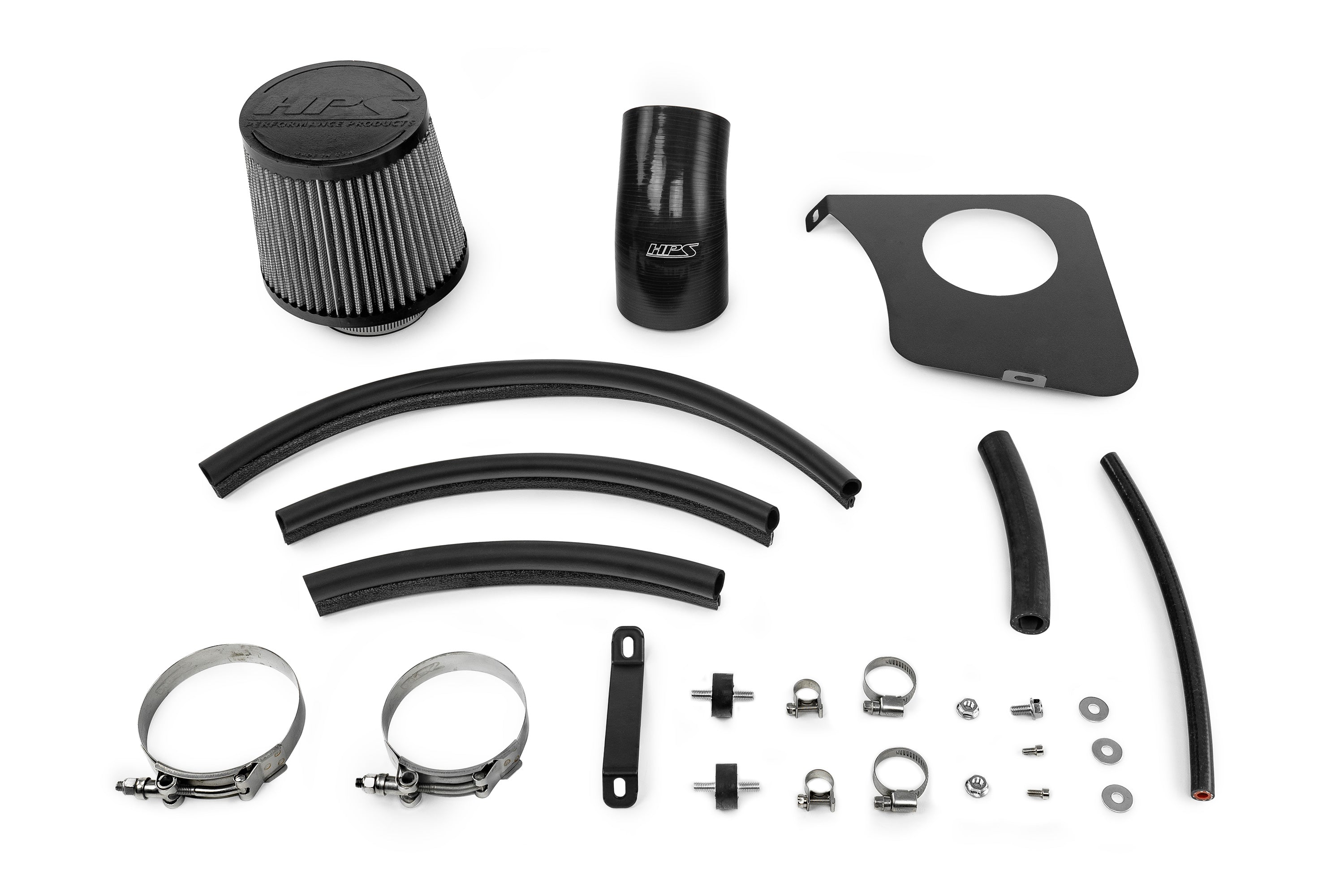 HPS Performance Air Intake Kit With Heat Shield 827-738WB Wrinkle Black - 827-738WB