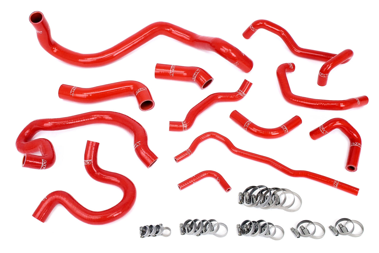 HPS Performance Hps Silicone Radiator, Heater, Throttle Body, And Expansion Tank Coolant Hose Kit 57 2098 Red Red - 57-2098-RED