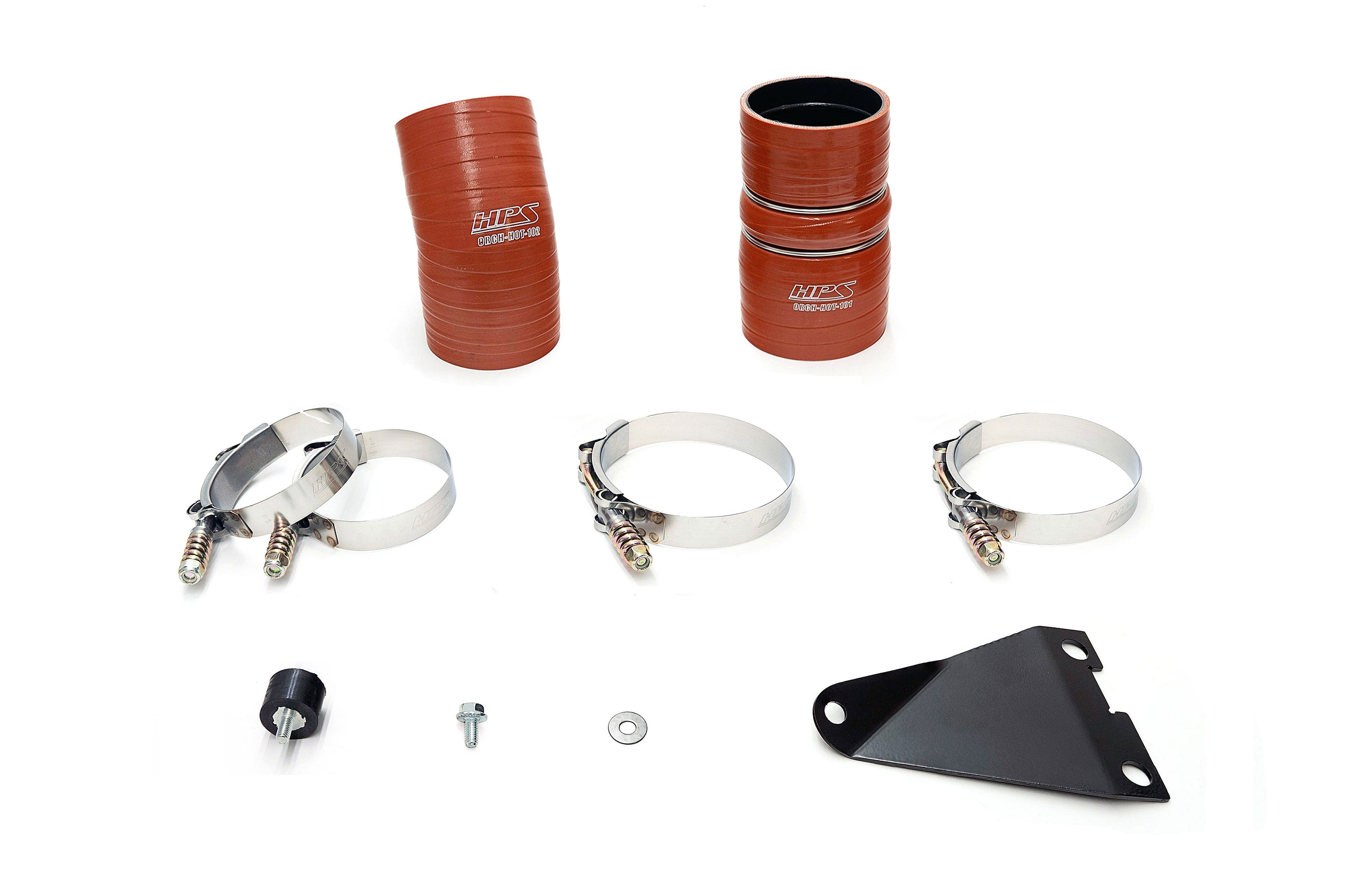HPS Performance Hot Side Charge Pipe Kit with Orange Boots 17-171R Red - 17-171R