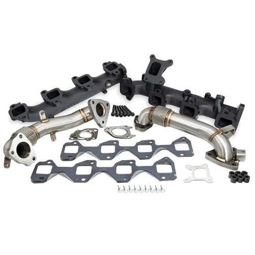 2017-2026 GM 6.6L Duramax High-Flow Exhaust Manifold and Up-Pipe Kit - Silver Ceramic Coating - Pacific Performance Engineering - 116112535