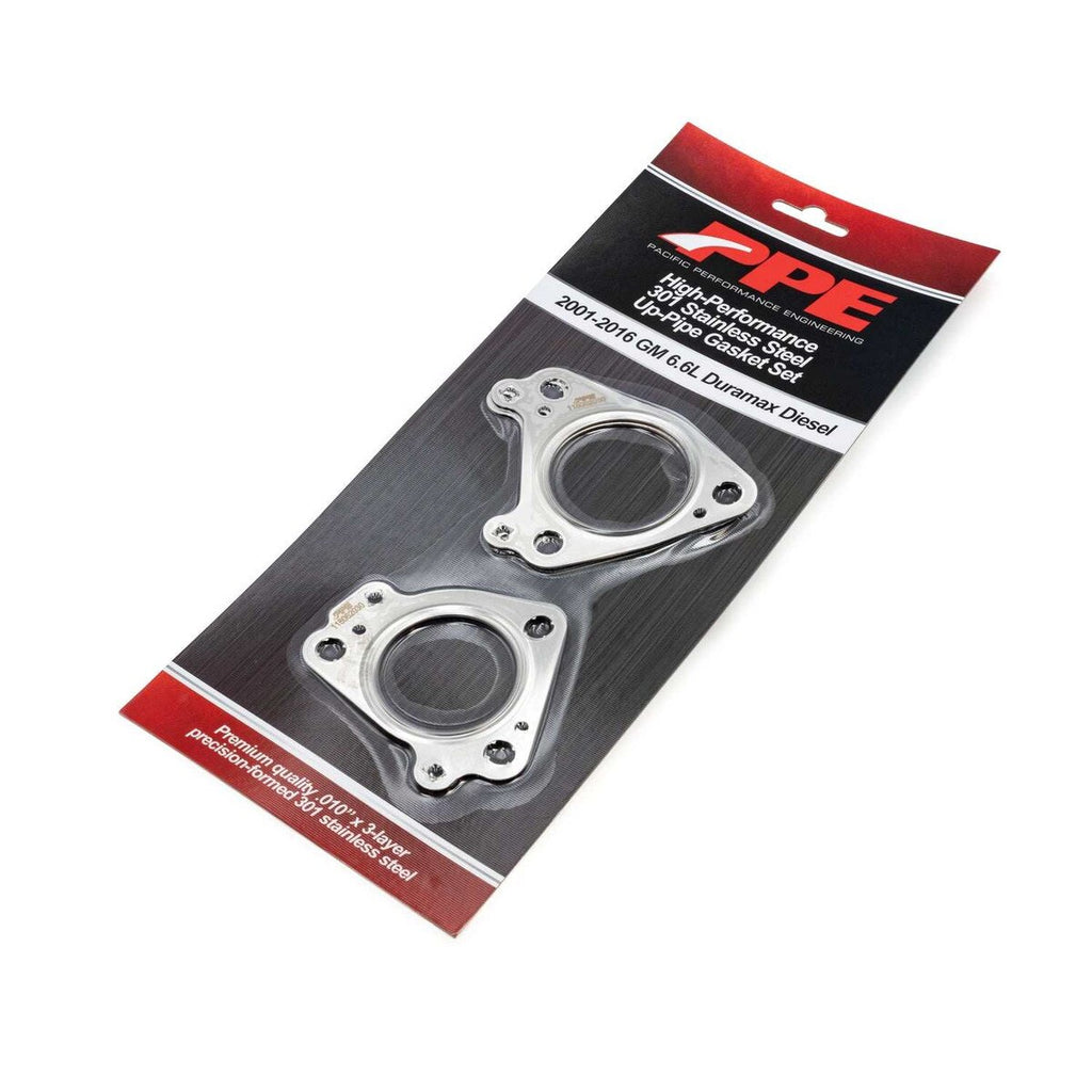 2017-2026 GM 6.6L Duramax High-Flow Exhaust Manifold and Up-Pipe Kit - Silver Ceramic Coating - Pacific Performance Engineering - 116112535