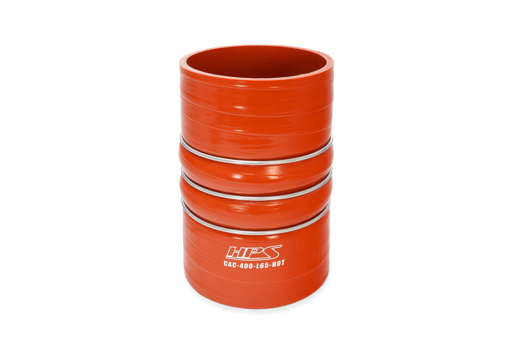 HPS Performance Hps Hot Side Charge Air Cooler Hose 4" Id, 6.5" Length Cac 400 L65 Hot Orange - CAC-400-L65-HOT