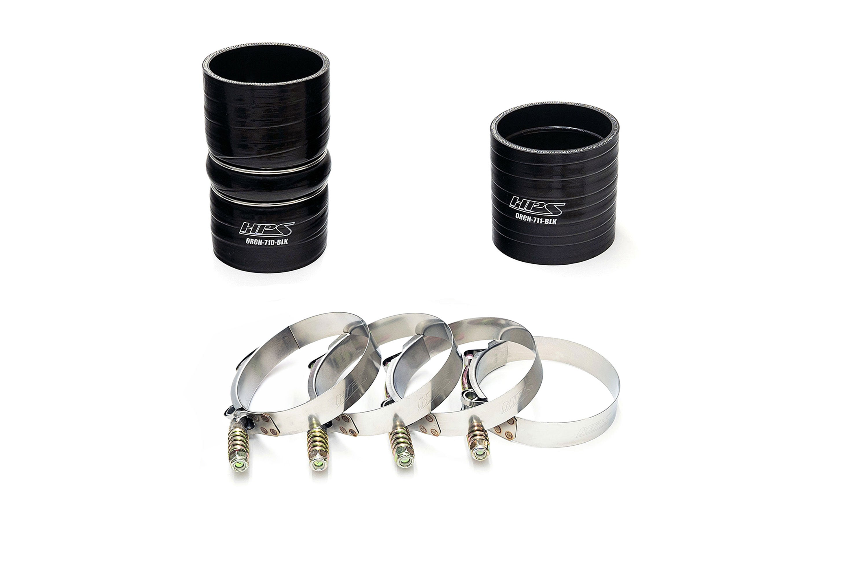 HPS Performance Cold Side Charge Pipe Kit with Black Boots 17-174P Polished - 17-174P