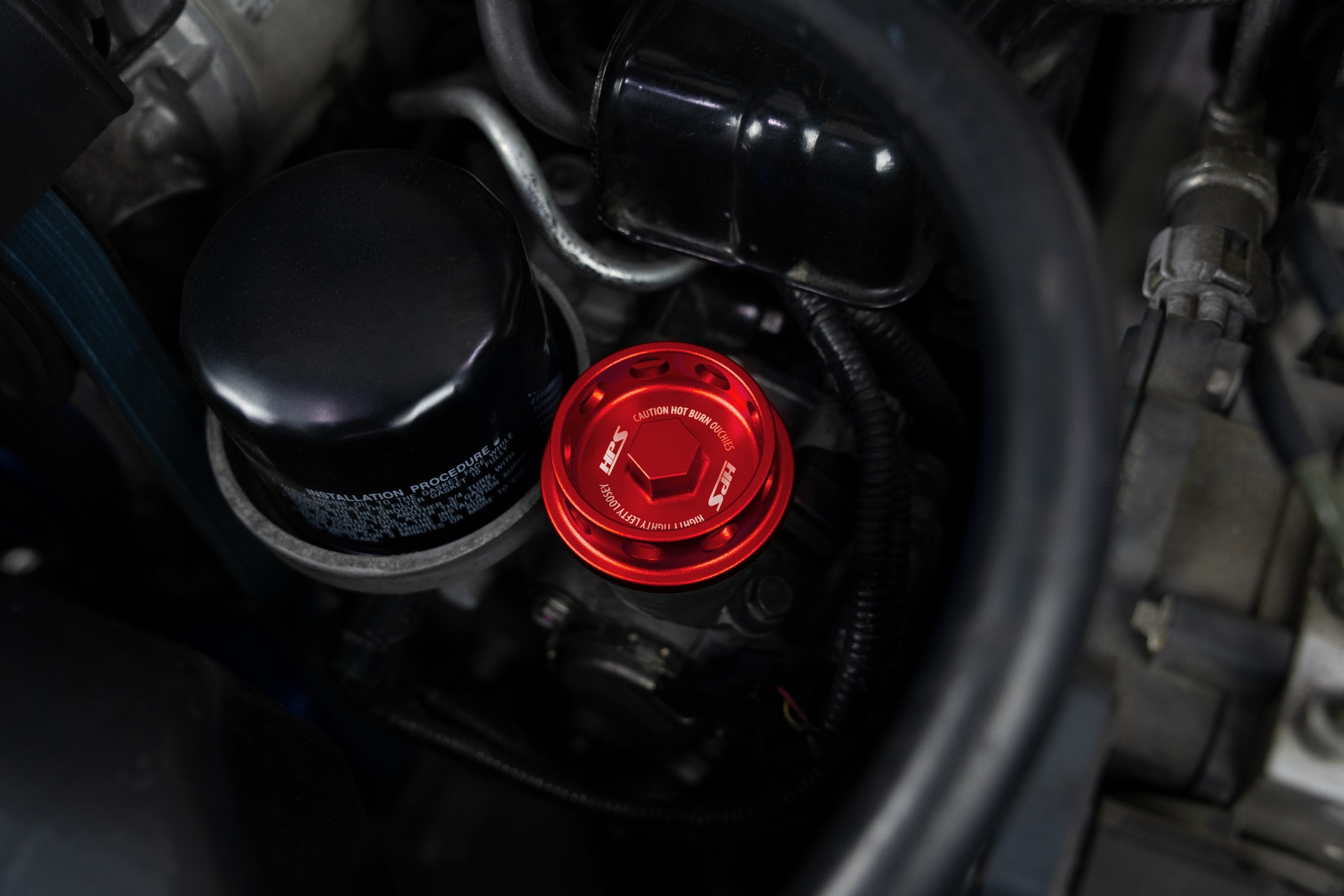 HPS Performance Anodized Billet Aluminum Engine Oil Cap 5269-106R Red - 5269-106R