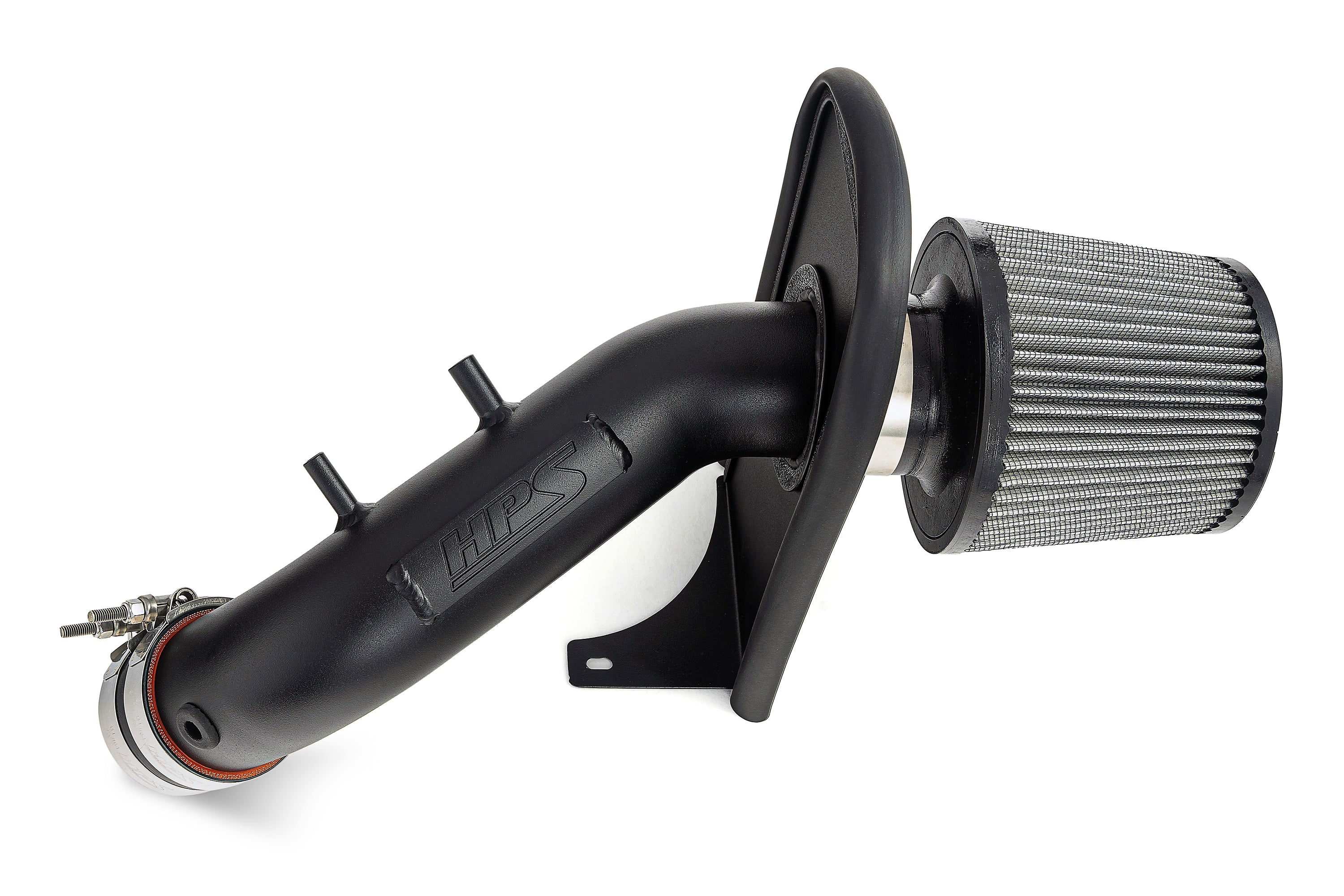 HPS Performance Air Intake Kit With Heat Shield 827-737WB Wrinkle Black - 827-737WB