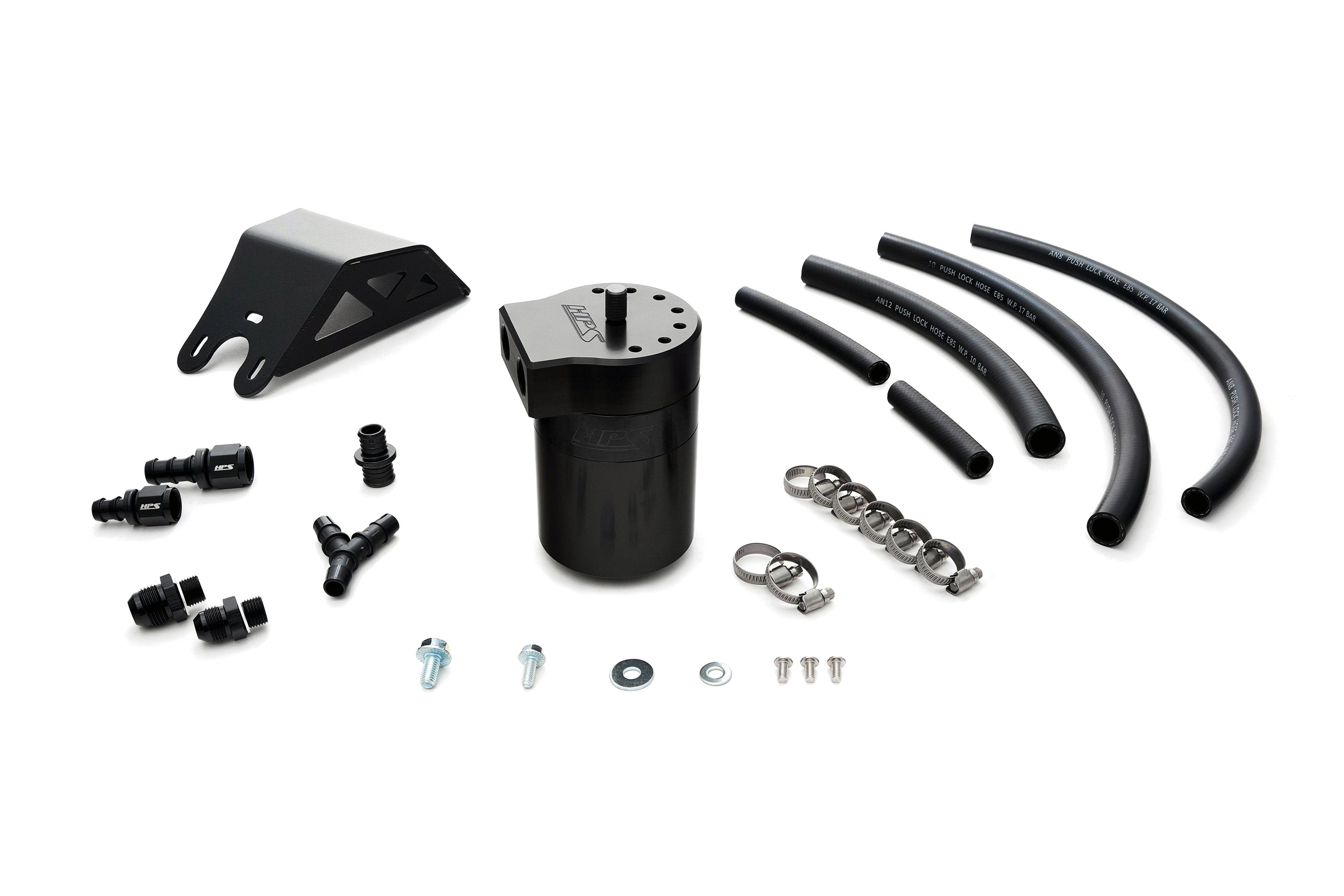 HPS Performance Oil Catch Can Kit 860-004WB, Black - 860-004WB